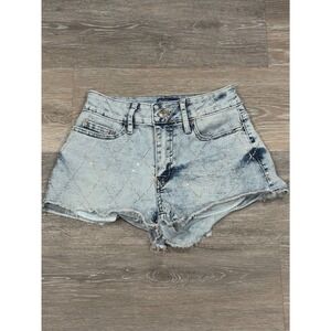 Project Indigo Acid Wash Rhinestone Diamond Denim Shorts‎ Blue Size 0